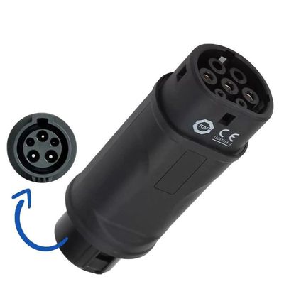 Bộ chuyển đổi sạc EV 32A 22KW Đầu nối bộ sạc xe điện Type1 đến Type2 Bộ chuyển đổi sạc EV