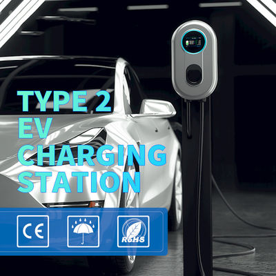 Trạm sạc Type2 EV 8-32A Bộ sạc 1 pha Wallbox AC EV có thể điều chỉnh Cáp 7,4m