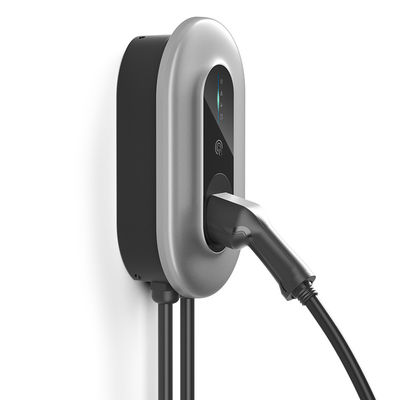 Cọc sạc Type2 EV với 1M, Bộ sạc treo tường cho xe điện có thể điều chỉnh hiện tại 8-16A có dây cứng