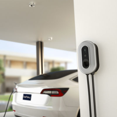 Cọc sạc Type2 EV với 1M, Bộ sạc treo tường cho xe điện có thể điều chỉnh hiện tại 8-16A có dây cứng